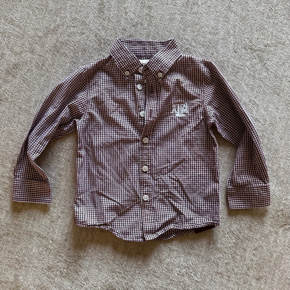 Texas A&M Maroon Gingham Button-Down Shirt for Kids